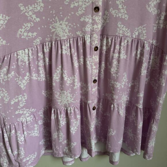 Wonderly Purple Top Size 1X Babydoll Peplum Lavender Ruffle Flowy Feminine - Picture 5 of 9